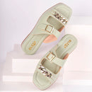 Sandália Birken Flat Slide Flatform Feminina Corrente Delicada Estilo Moda Conforto