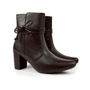 Bota Feminina Bico Fino Salto Alto Grosso Fashion Confortável de Amarrar Leve Original