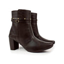 Bota Feminina Bico Fino Salto Alto Bloco Fashion Detalhe Fivela Brilho Confortável Original