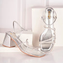 Sandália Feminina Brilho Strass Salto Alto Confortável Calce Fácil Festa Original Luxo Elegante