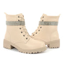 Coturno Feminino Bota Tratorada Salto Baixo Confortável