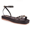 Sandália Feminina Flatform Delicada Rasteira Flat Moda Conforto Leve Brilho