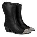 Bota Texana Feminina Western Cano Médio Salto Brilho Olzzy Original