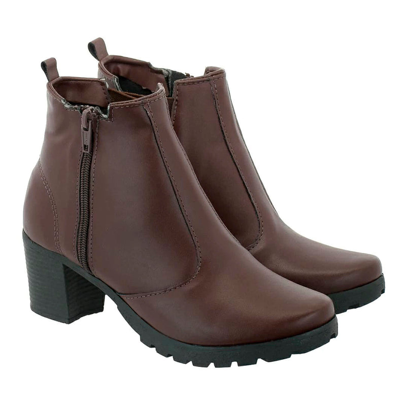 Bota Feminina Coturno Cano Curto Salto Medio Grosso