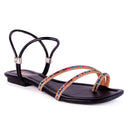 Sandalia Rasteirinha Feminina Pedrarias Flat Tendencia Brilho Strass Moda Verão Confortável