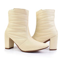 Bota Feminina Bico Fino Salto Alto Fashion Confortável Bordado Delicada Original