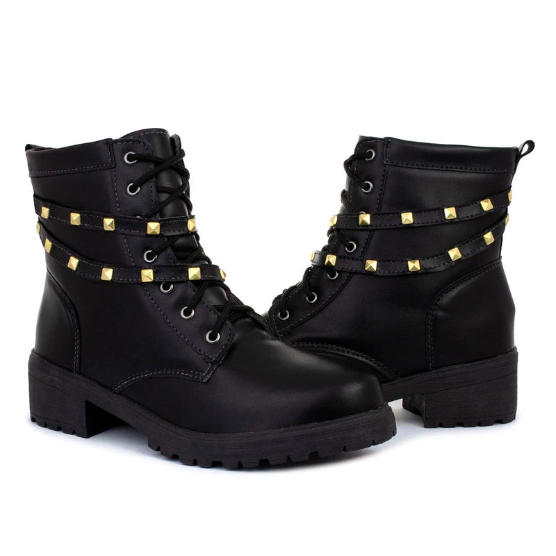 Coturno Feminino Bota Tratorada Salto Baixo Confortável
