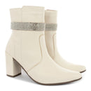 Bota Feminina bico fino salto fashion confortável com manta