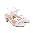 Sandália Feminina Salto Medio Grosso Tiras Saltinho Moda Blogueira Confortável Casual Conforto