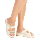 Sandália Birken Flat Slide Flatform Feminina Corrente Delicada Estilo Moda Conforto