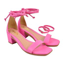 Sandália Feminina Amarração e Fivela Salto Médio Grosso Casual Básica Blogueira