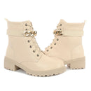 Coturno Feminino Bota Tratorada Salto Baixo Confortável