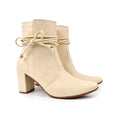Bota Feminina Bico Fino Salto Alto Grosso Fashion Confortável de Amarrar Leve Original