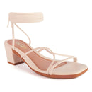 Sandália Feminina Amarração Salto Grosso Bloco Brilho Moda Festa Confortável