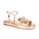 Sandália Feminina Flat Rasteira H Delicada Chinelo Brilho Flatform Moda Conforto