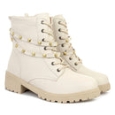 Coturno Feminino Bota Tratorada Salto Baixo Confortável