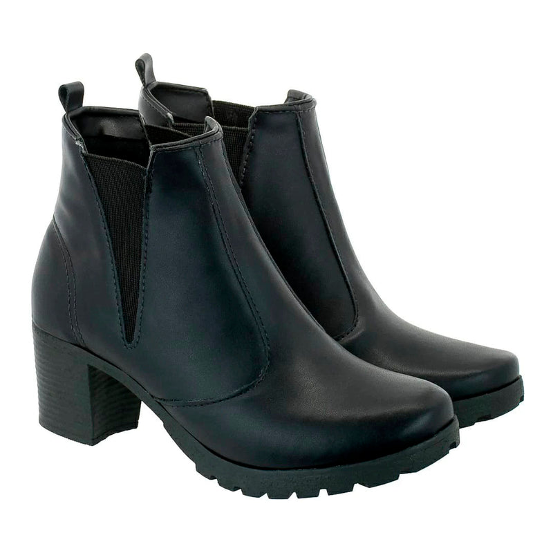 Bota Feminina Coturno Cano Curto Salto Medio Grosso