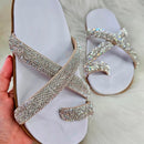 Birken Feminina Sandália Papete Flatform Strass Brilho Rasteirinha Confortável