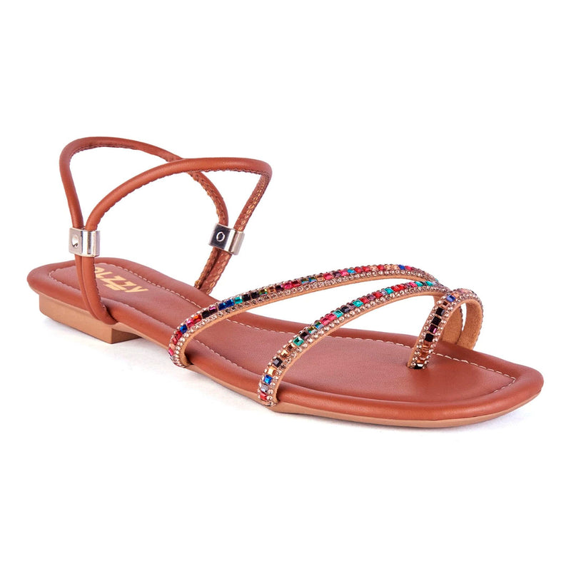Sandalia Rasteirinha Feminina Pedrarias Flat Tendencia Brilho Strass Moda Verão Confortável