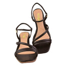 Sandália Feminina Salto Medio Grosso Tiras Saltinho Moda Blogueira Confortável Casual Conforto