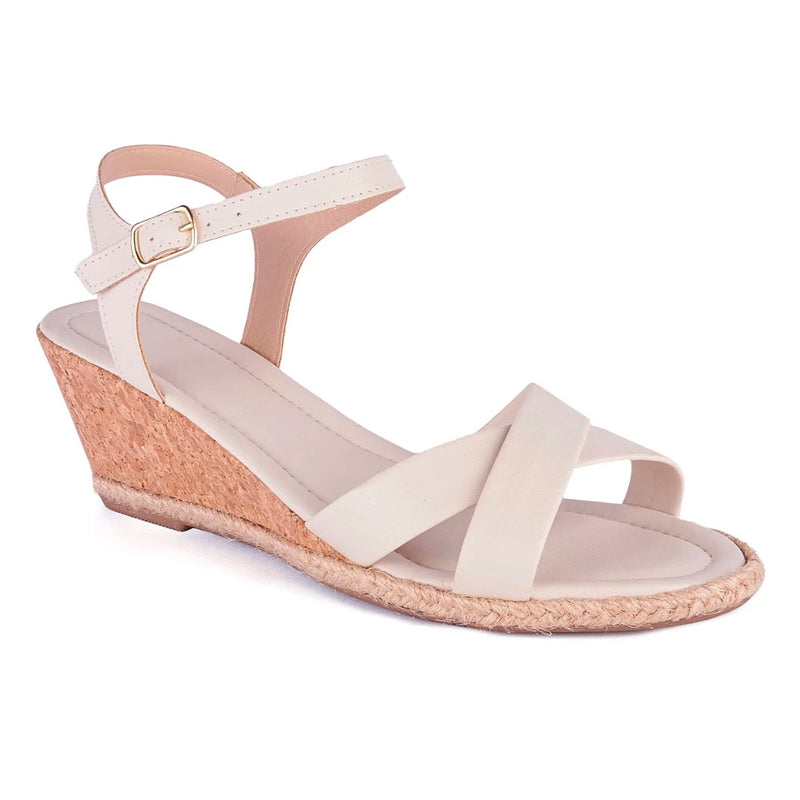 Anabela Feminina Sandália Tiras Cruzadas Salto Alto Casual Moda Sola Confortável Original