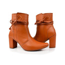 Bota Feminina Bico Fino Salto Alto Grosso Fashion Confortável de Amarrar Leve Original