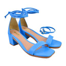 Sandália Feminina Amarração e Fivela Salto Médio Grosso Casual Básica Blogueira