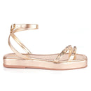 Sandália Feminina Flatform Delicada Rasteira Flat Moda Conforto Leve Brilho