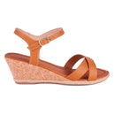 Anabela Feminina Sandália Tiras Cruzadas Salto Alto Casual Moda Sola Confortável Original