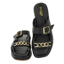 Sandália Birken Flat Slide Flatform Feminina Corrente Delicada Estilo Moda Conforto