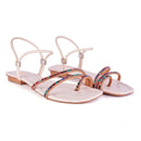 Sandalia Rasteirinha Feminina Pedrarias Flat Tendencia Brilho Strass Moda Verão Confortável