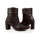 Bota Feminina Bico Fino Salto Alto Bloco Fashion Detalhe Fivela Brilho Confortável Original