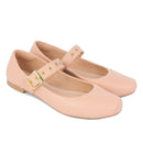 Sapatilha Feminina Bico Redondo Fivela Ilhós Bailarina Confortável Moda