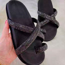 Birken Feminina Sandália Papete Flatform Strass Brilho Rasteirinha Confortável