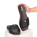 Sandália Tamanco Feminino Flat Chinelo Brilho Juta Confortável Flatform