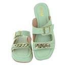 Sandália Birken Flat Slide Flatform Feminina Corrente Delicada Estilo Moda Conforto