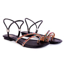 Sandalia Rasteirinha Feminina Pedrarias Flat Tendencia Brilho Strass Moda Verão Confortável