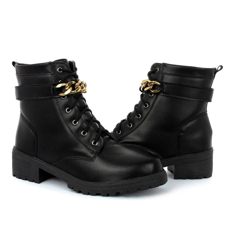 Coturno Feminino Bota Tratorada Salto Baixo Confortável