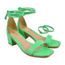 Sandália Feminina Amarração e Fivela Salto Médio Grosso Casual Básica Blogueira