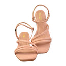 Sandália Feminina Salto Medio Grosso Tiras Saltinho Moda Blogueira Confortável Casual Conforto