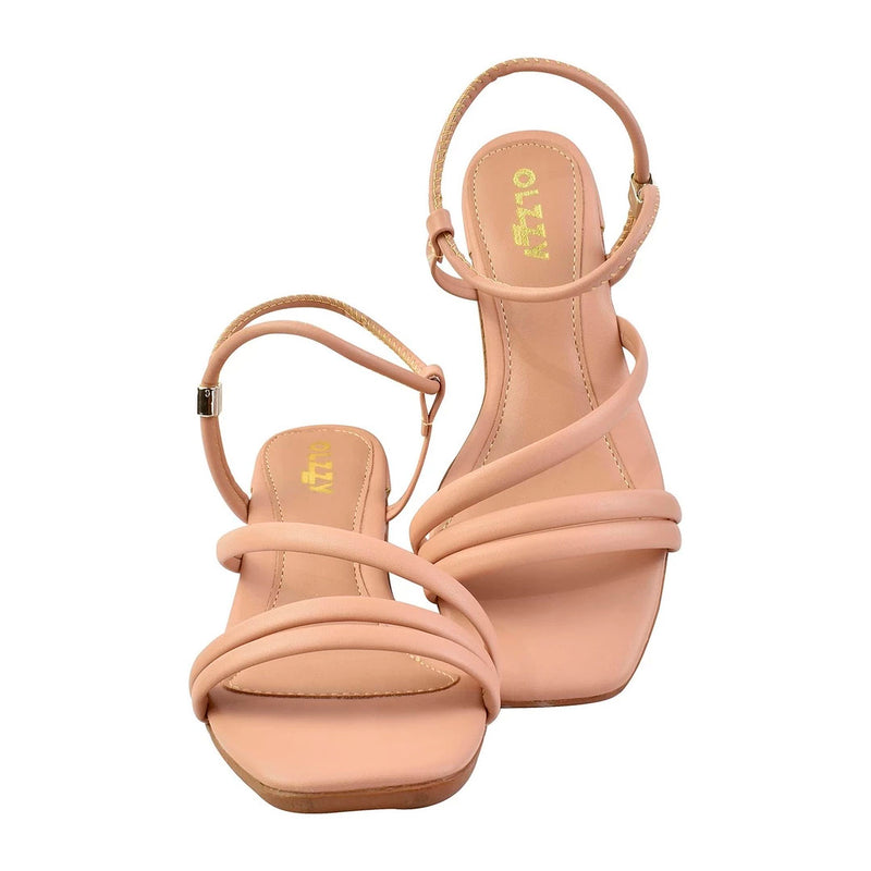 Sandália Feminina Salto Medio Grosso Tiras Saltinho Moda Blogueira Confortável Casual Conforto