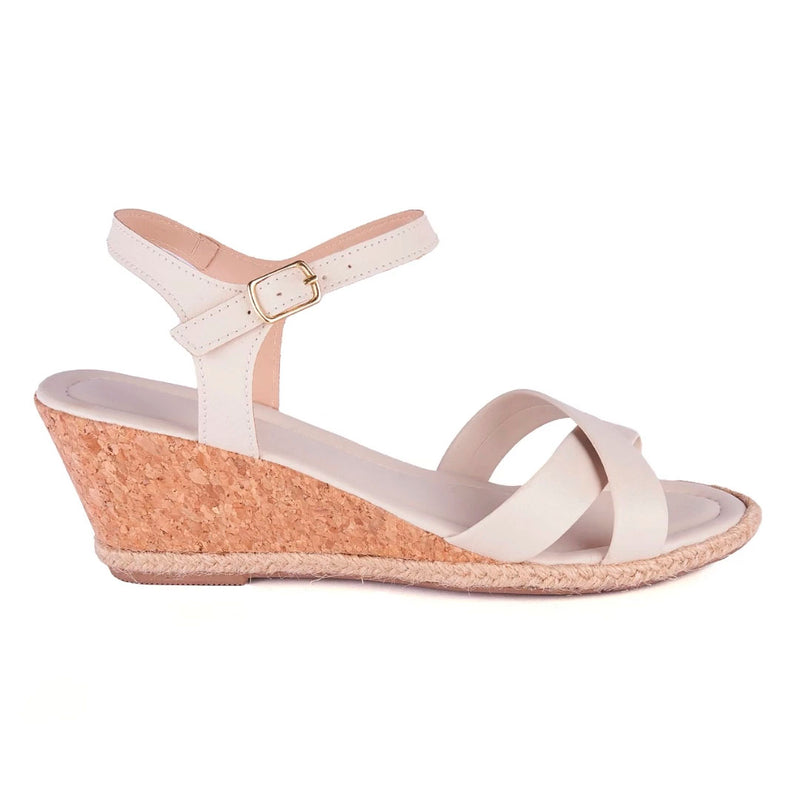 Anabela Feminina Sandália Tiras Cruzadas Salto Alto Casual Moda Sola Confortável Original