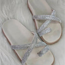 Birken Feminina Sandália Papete Flatform Strass Brilho Rasteirinha Confortável