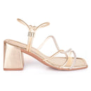 Sandália Feminina Brilho Strass Salto Alto Confortável Calce Fácil Festa Original Luxo Elegante