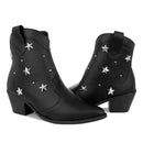 Bota Texana Feminina Western Cano Curto Salto Médio Estrelas