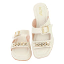 Sandália Birken Flat Slide Flatform Feminina Corrente Delicada Estilo Moda Conforto