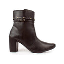 Bota Feminina Bico Fino Salto Alto Bloco Fashion Detalhe Fivela Brilho Confortável Original