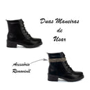 Coturno Feminino Bota Tratorada Salto Baixo Confortável