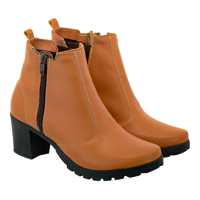 Bota Feminina Coturno Cano Curto Salto Medio Grosso