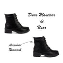 Coturno Feminino Bota Tratorada Salto Baixo Confortável